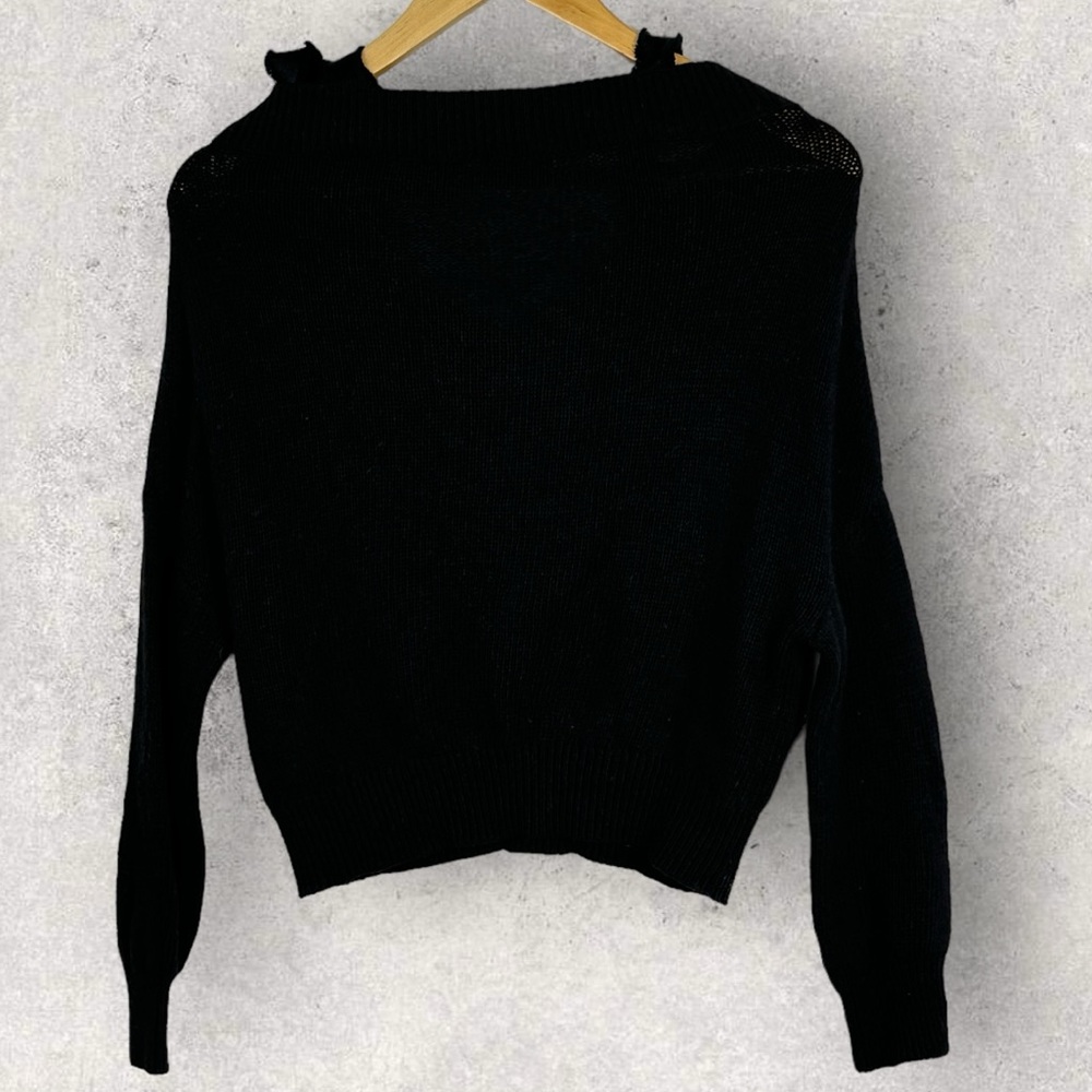 Red Valentino Black Tie Shoulder Knit Sweater Top Wool Cashmere Size Small‎ Pull - Picture 5 of 15